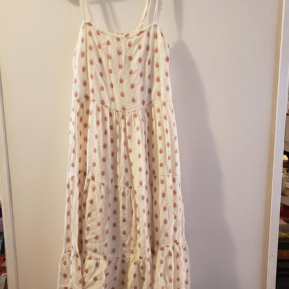 Womens sim & sam white pink designs knee length peasant dress